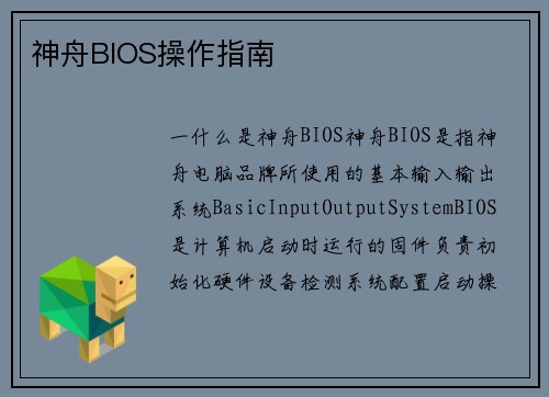 神舟BIOS操作指南